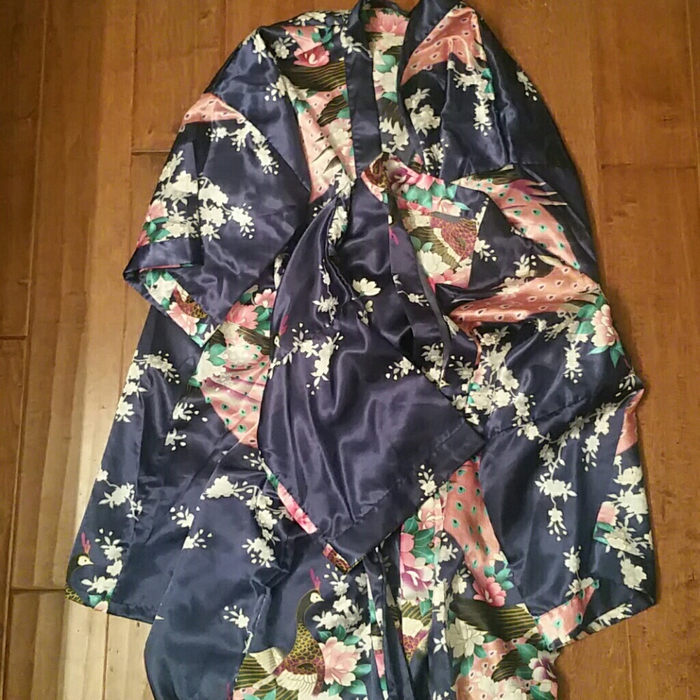 Navy silk robes